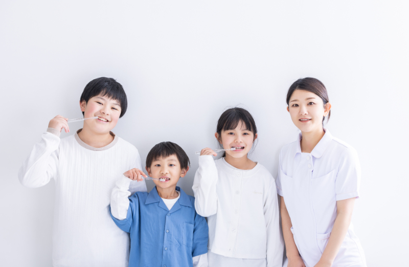 歯磨きの指導を受けた子どもたち