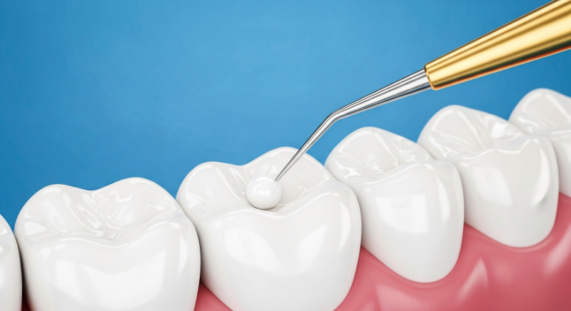 コンポジットレジンで治療する様子